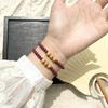 2024 Chinese Style Red Cinnabar & Purple Gold Sand Peach Wood Zodiac Bracelet for Women - Perfect Couple Gift