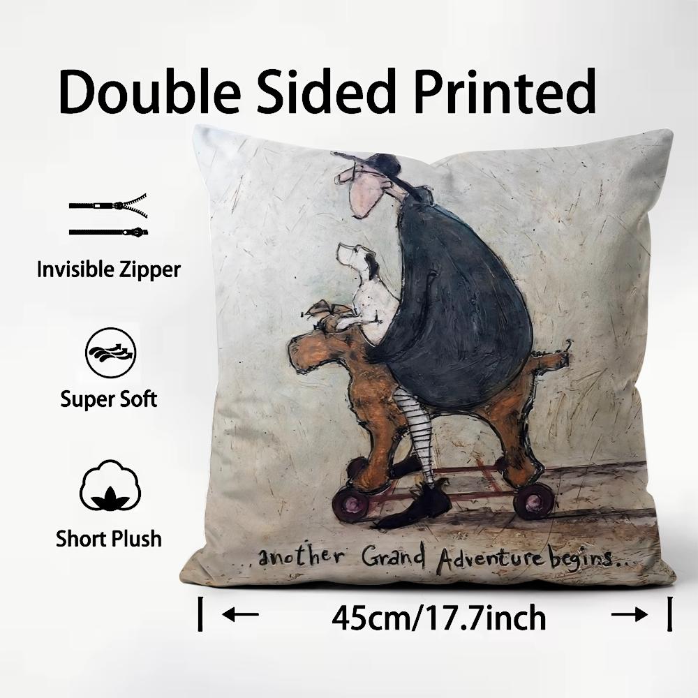 S-Sam Toft Art Painting Cushion Cover Pattern Printed Pillowcase for Living Room Sofa Cushion Cover & Bedroom Decor