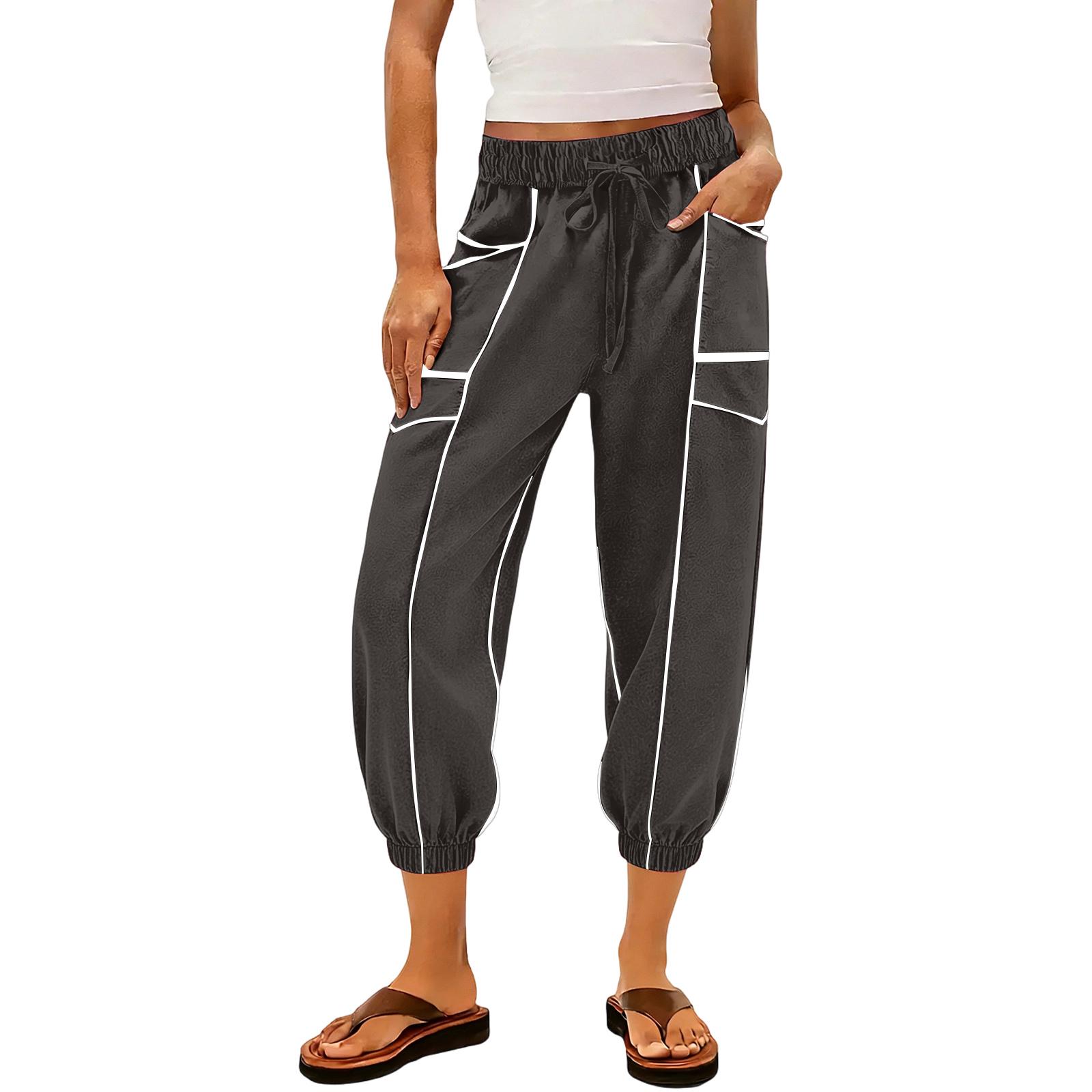

Women s sanitary pants, leg binding pants, high waisted spliced pockets, casual cropped pants XL