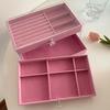 Jewelry Storage Box with 3 Layers Large Capacity Rounded Corners Velvet Interior Earrings Rings Organizer Storage Case