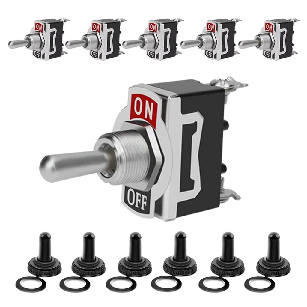 5Pcs Heavy Duty Car Boat Rocker Toggle Switch 250V 2Pin SPST ON/OFF Rocker Switches with Waterproof Cover SPST Terminal Switch