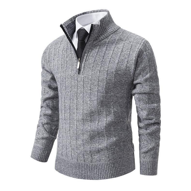 Men S Stand Collar Pullover Fleece Knit Sweater Casual Plus Size Winter