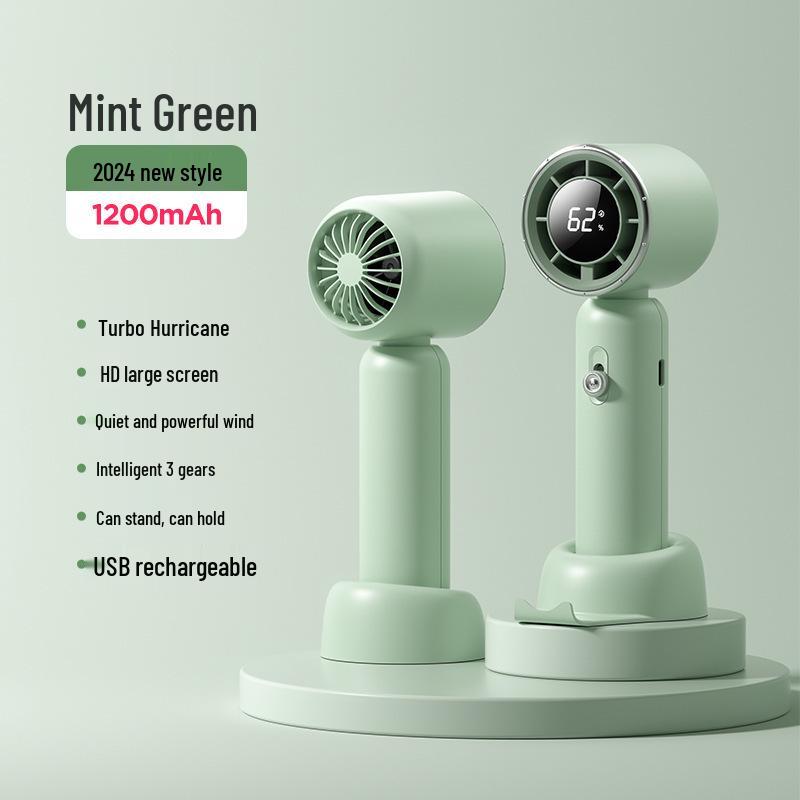 Compact USB Rechargeable Mini Fan with Digital Display