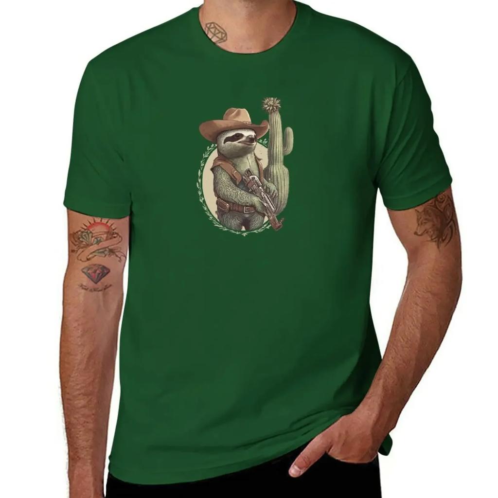 Sloth cowboy T-Shirt graphics plus size tops animal prinfor boys t shirts men