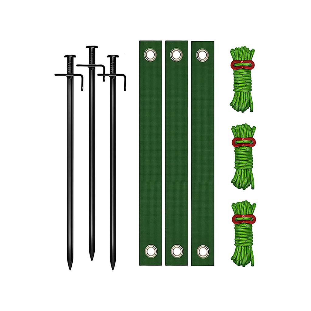 Tree Stake Kit - Green Heavy Duty Tree Stake Support, Tree Binding And Windproof Fixing Straps
