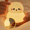 Guardian Kitty Silicone LED Night Lights USB Rechargeable Sleep Night Lamp Timing Bedside Room Decor Kids Baby Nightlight Gift