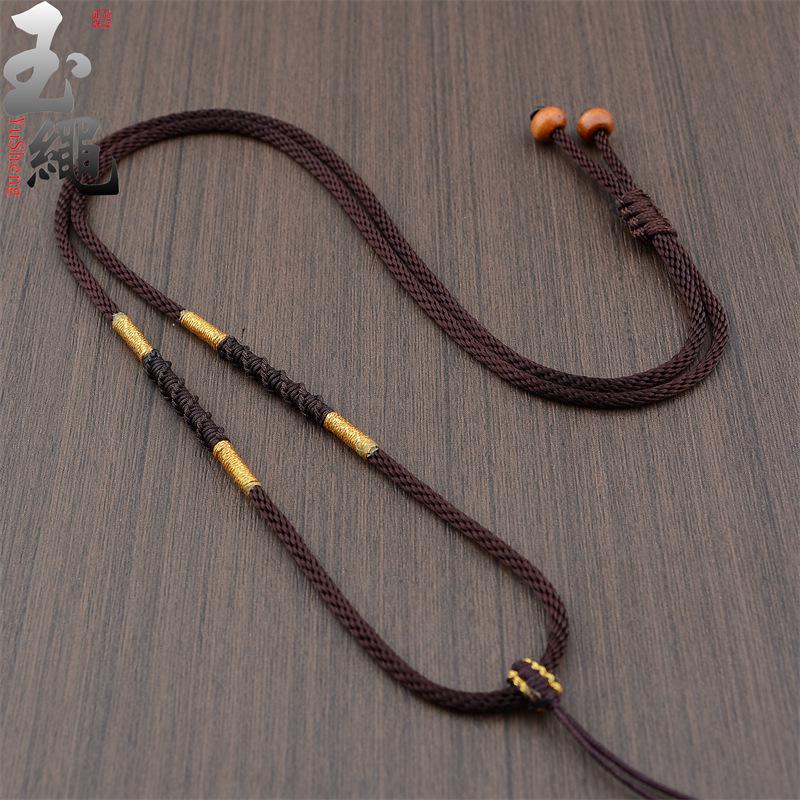 Hand-woven Adjustable Gold Jade Pendant Rope for Men and Women