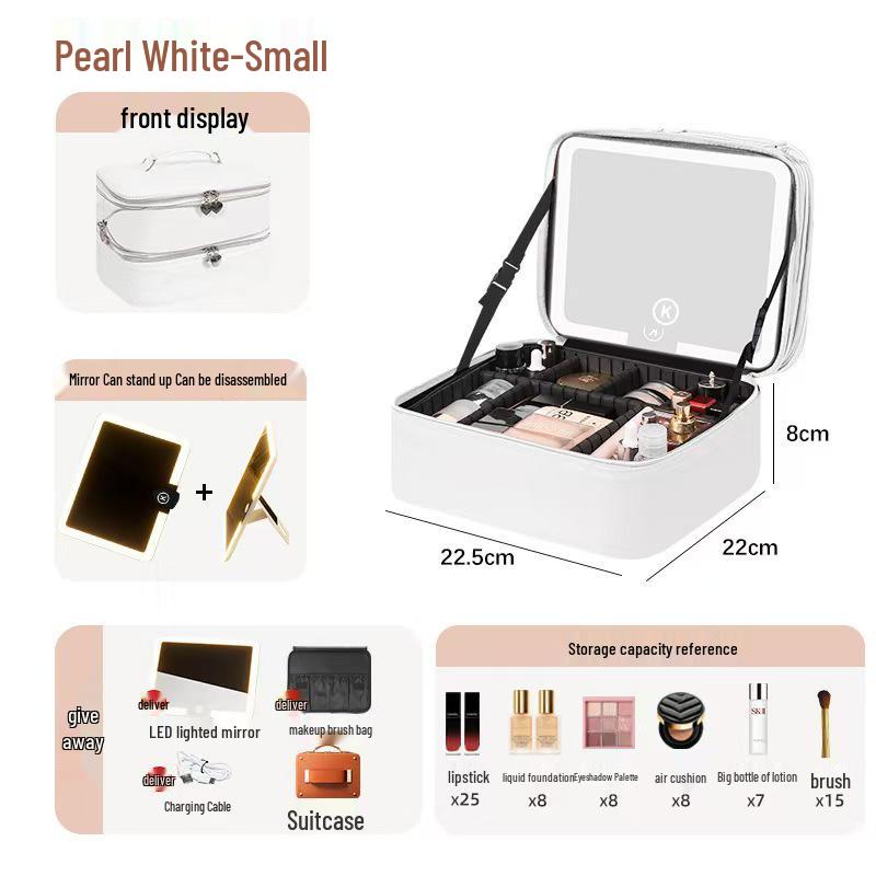 2025 High-Capacity LED Makeup Case: Portable Travel Bag with Mirror & Light