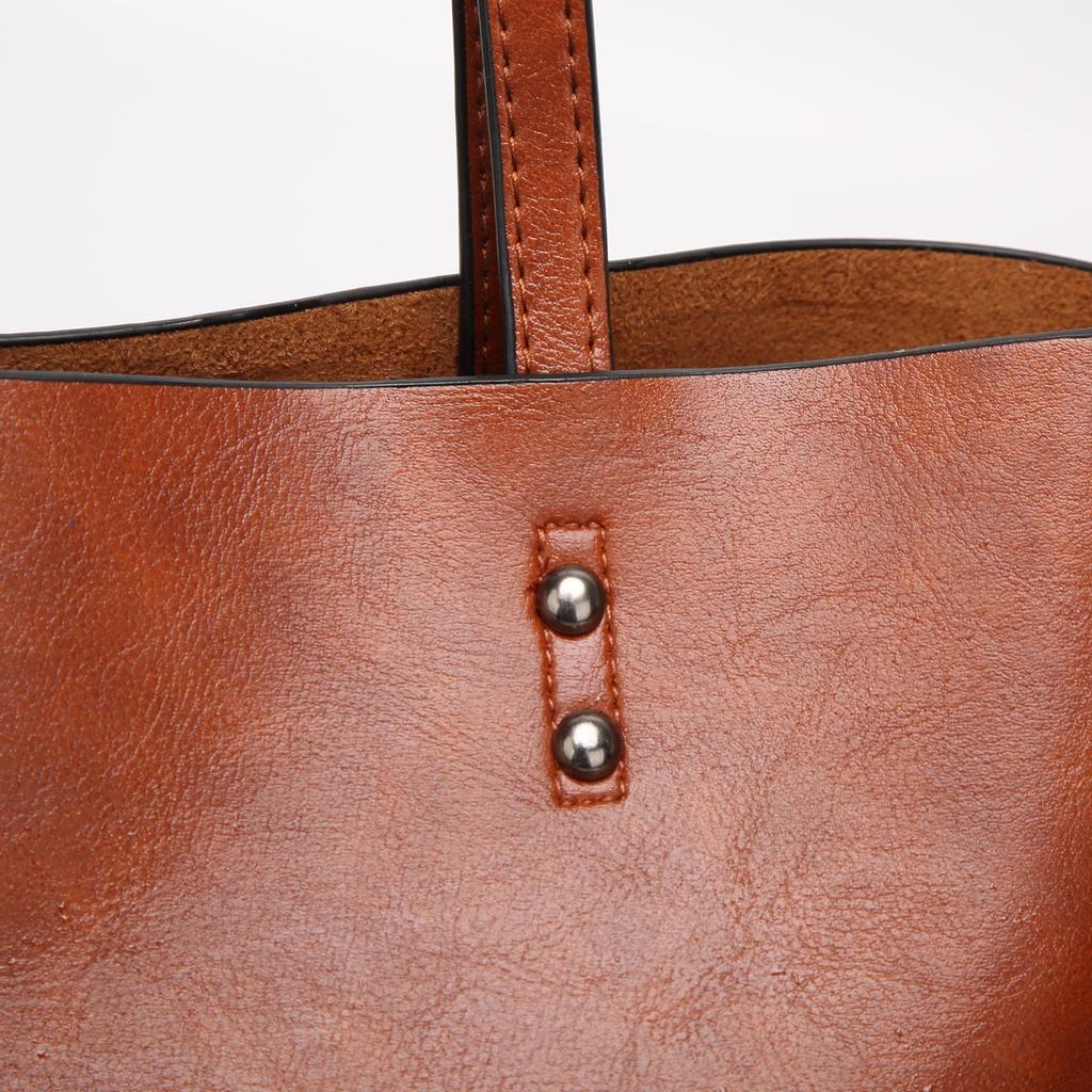 Dienqi Women's Large Capacity Soft Leather One-Shoulder Bucket Bag - Versatile Crossbody and Handheld Design 2026.