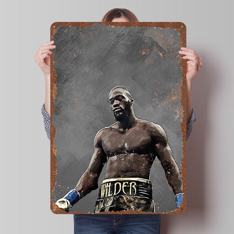 Deontay Wilder Boxer Metal Posters Custom Vintage Metal Signs Wall Art Tin Plaque for Man Cave Bedroom Decorations Home Decor