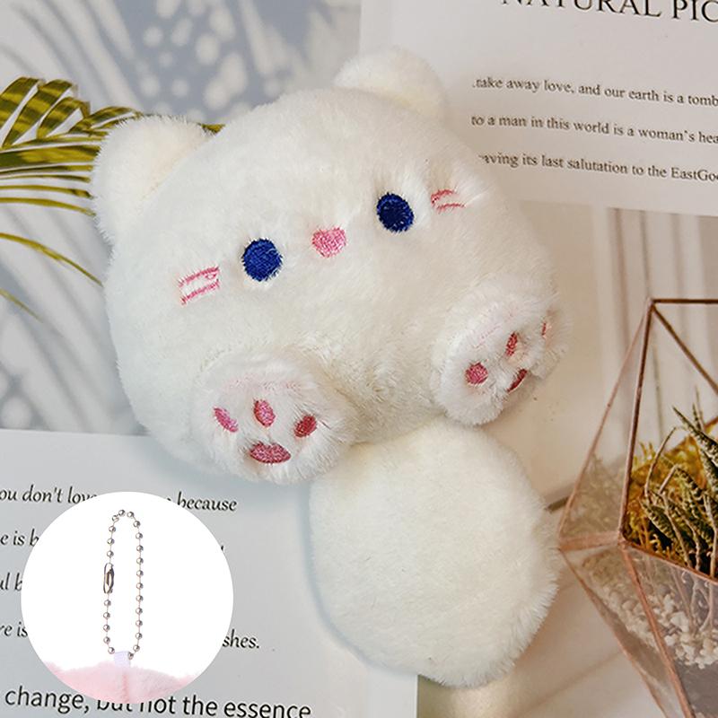 Creative Bookbag Pendant Cute Squeaking Little Cat Plush Cat Keychain Cartoon Cat Soft Tail Stuffed Doll Keyring