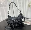 New high-end locomotive bag pleated rivet crescent bag Spice girl bag crossbody shoulder handbag bag female