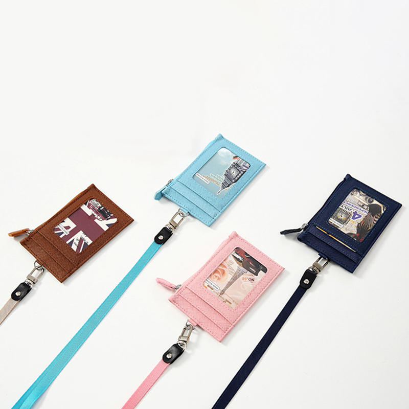 New Black Business Credit Card ID Badge Wallet Pouch Women Men Coin Card Purse Holders Neck Strap Student Bus Card Bags