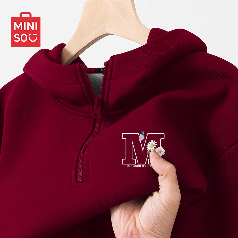 MINISO Men's Half-Zip Hooded Fleece Sweatshirt