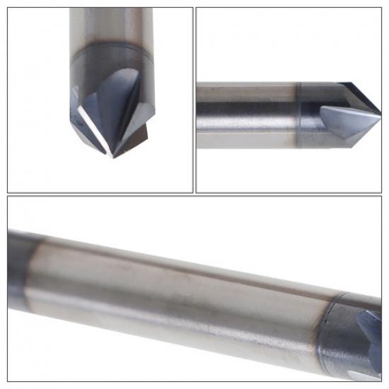 3/8" 4 Flute 90 Degree Carbide Chamfer Mill - Double End - Tialn Coated