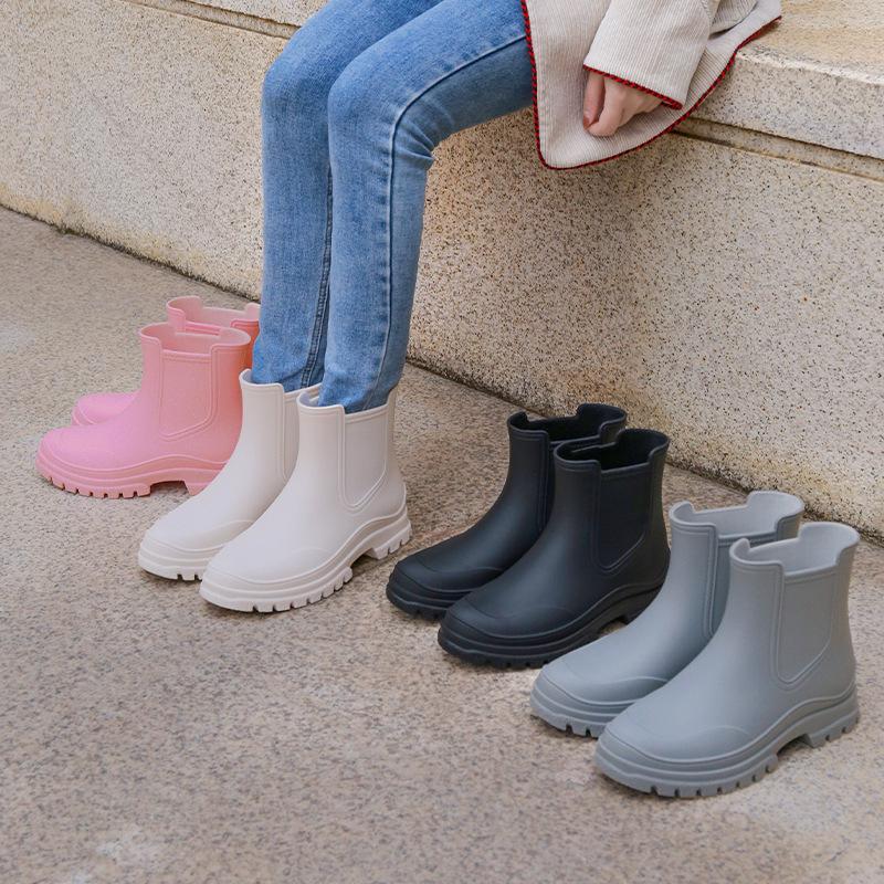 Rain boots women's rubber shoes adult fashion rain shoes waterproof shoes TPE Chelsea water shoes
