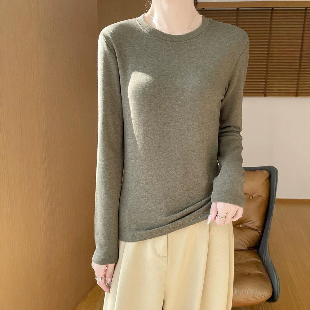 YYFS Women's Fashion Casual Solid Color Print Spring Fall Long Sleeve O-Neck Pullovers & Long Sleeves