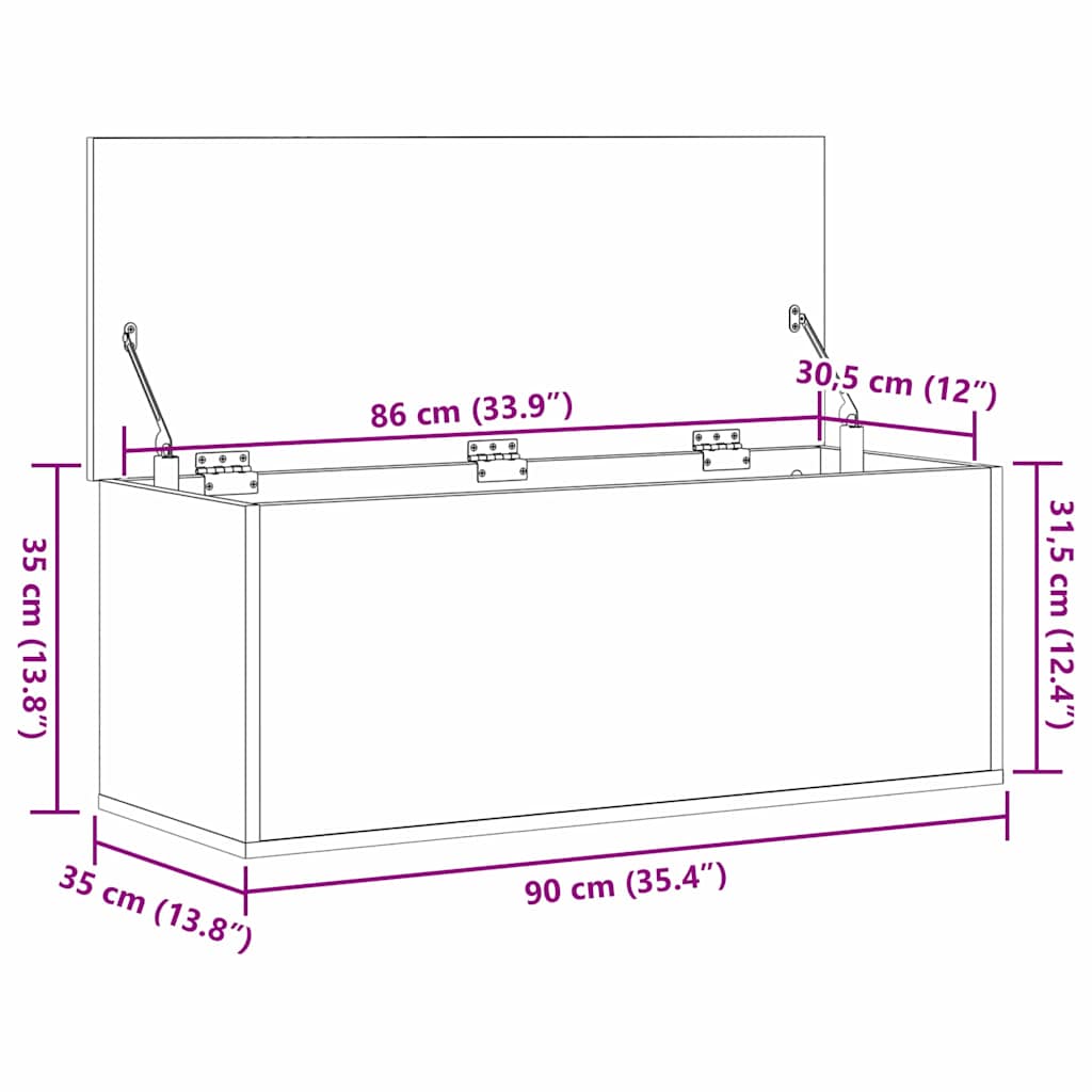 Storage Box Reclaimed Wood Look 90 x 35 x 35 cm Engineered Wood