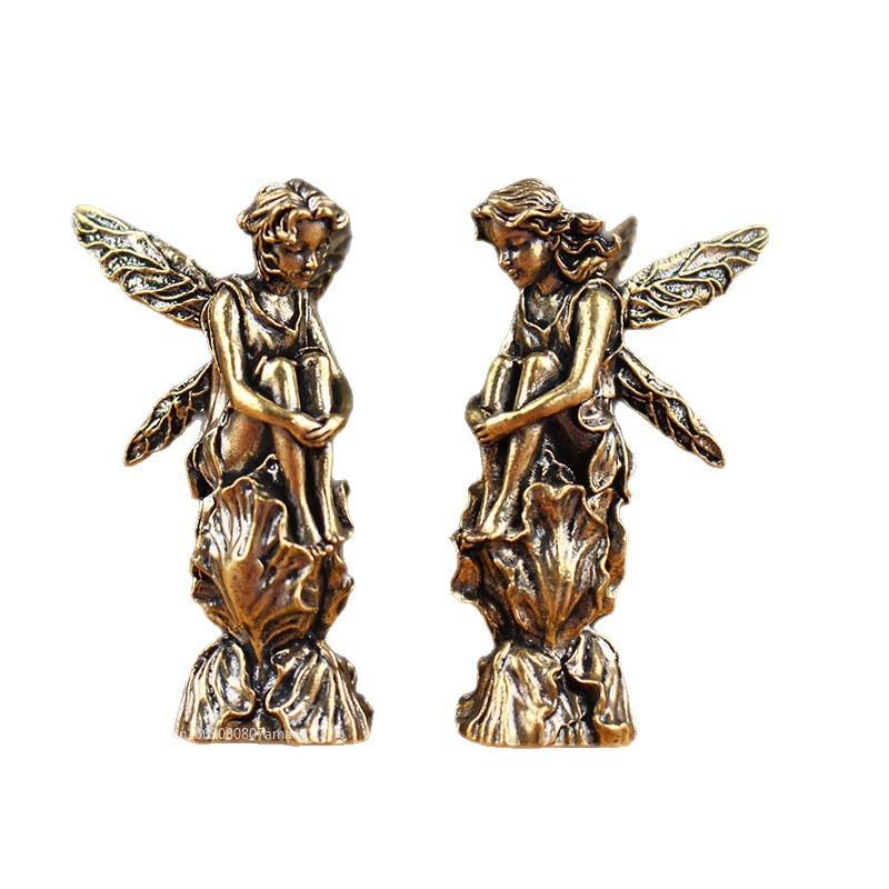 Retro měděná socha boha lásky Socha Amora Malé ozdoby Mosazné figurky andělů Dekorace na plochu Domácí dekorace Příslušenství do pokoje
