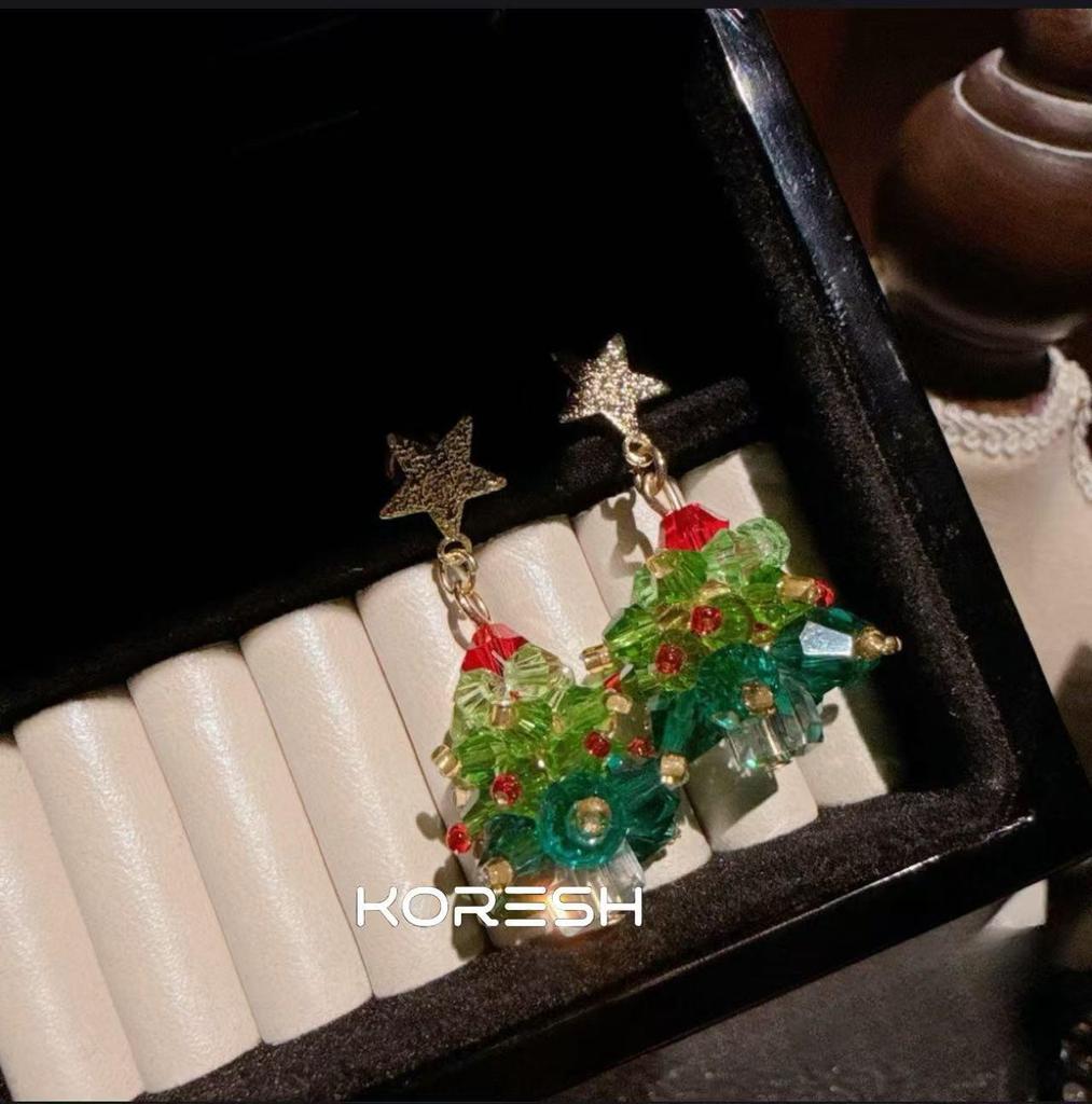 Atmosphere Flash Diamant Rosa Stern Ohrringe & Orange Diamant Rentier Ring