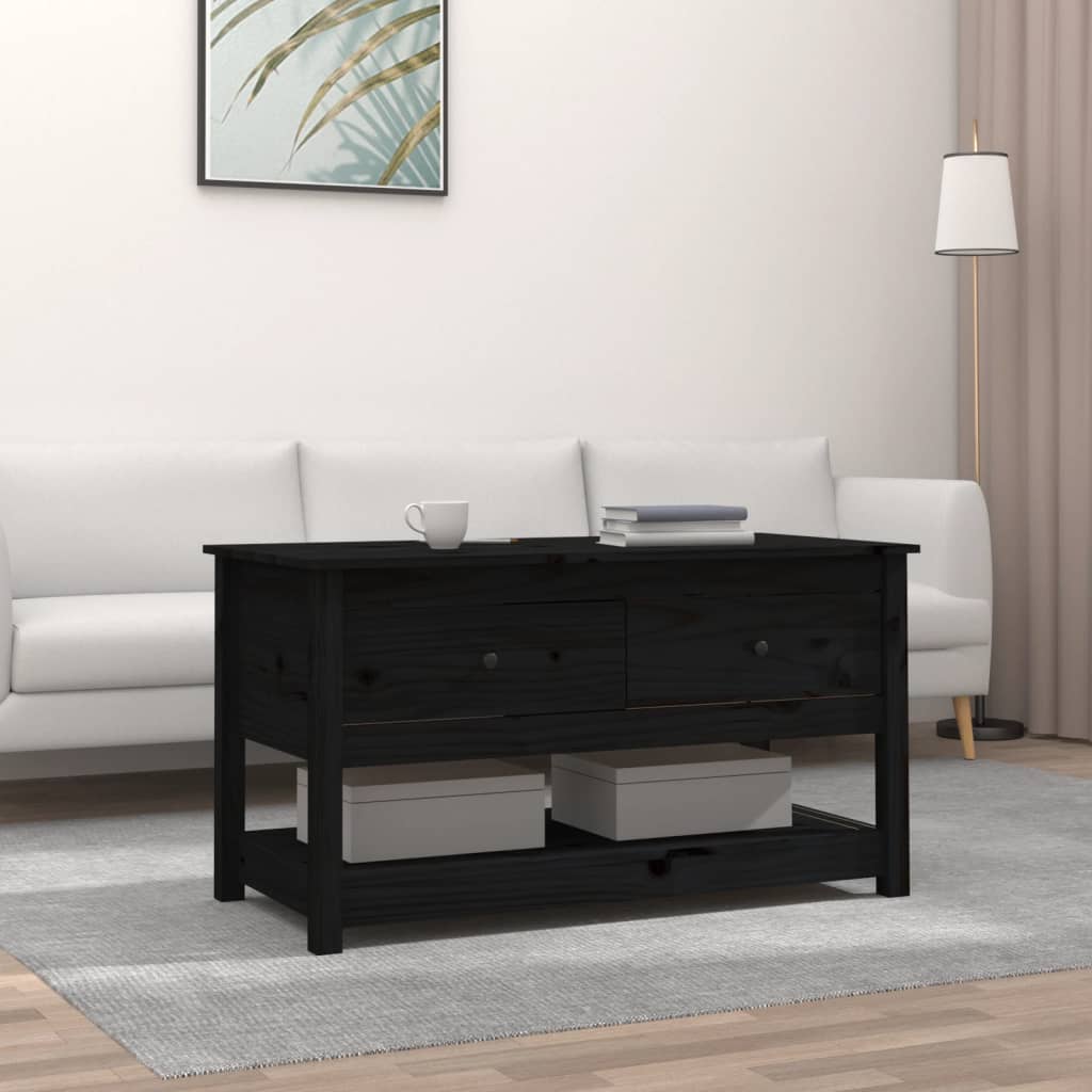 Coffee Table Black 102 x 49 x 55 cm Solid Pine Wood