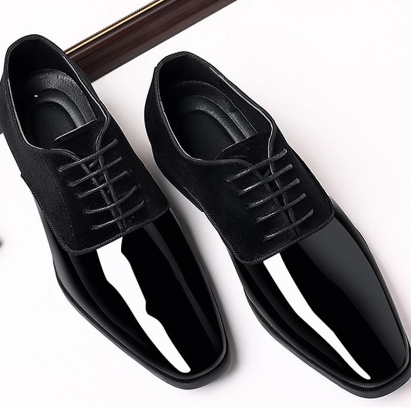 Fashion mens patent leather shoes lace up oxfords men dress shoes Pointed toe wedding Business party work office shoes men big size 50