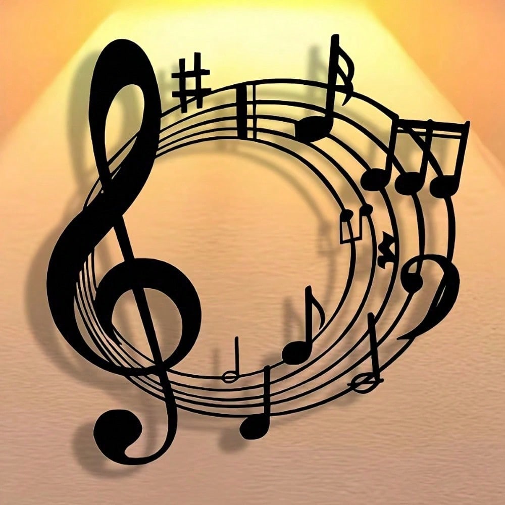 Elegant Wrought Iron Music Symbol Wall Art Black Abstract Metal Sign for Halloween Christmas Decor Farmhouse Gift