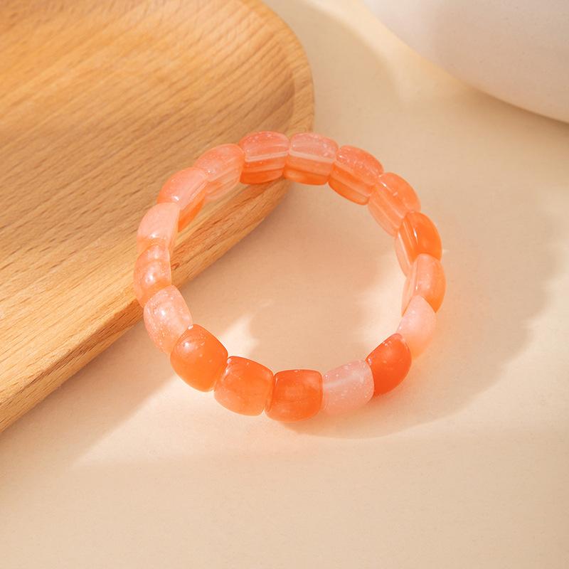 Faux Amber Beeswax Stretch Bracelet Acrylic Smudged Beaded Bracelet European American Niche High Grade Bracelet For Ladies