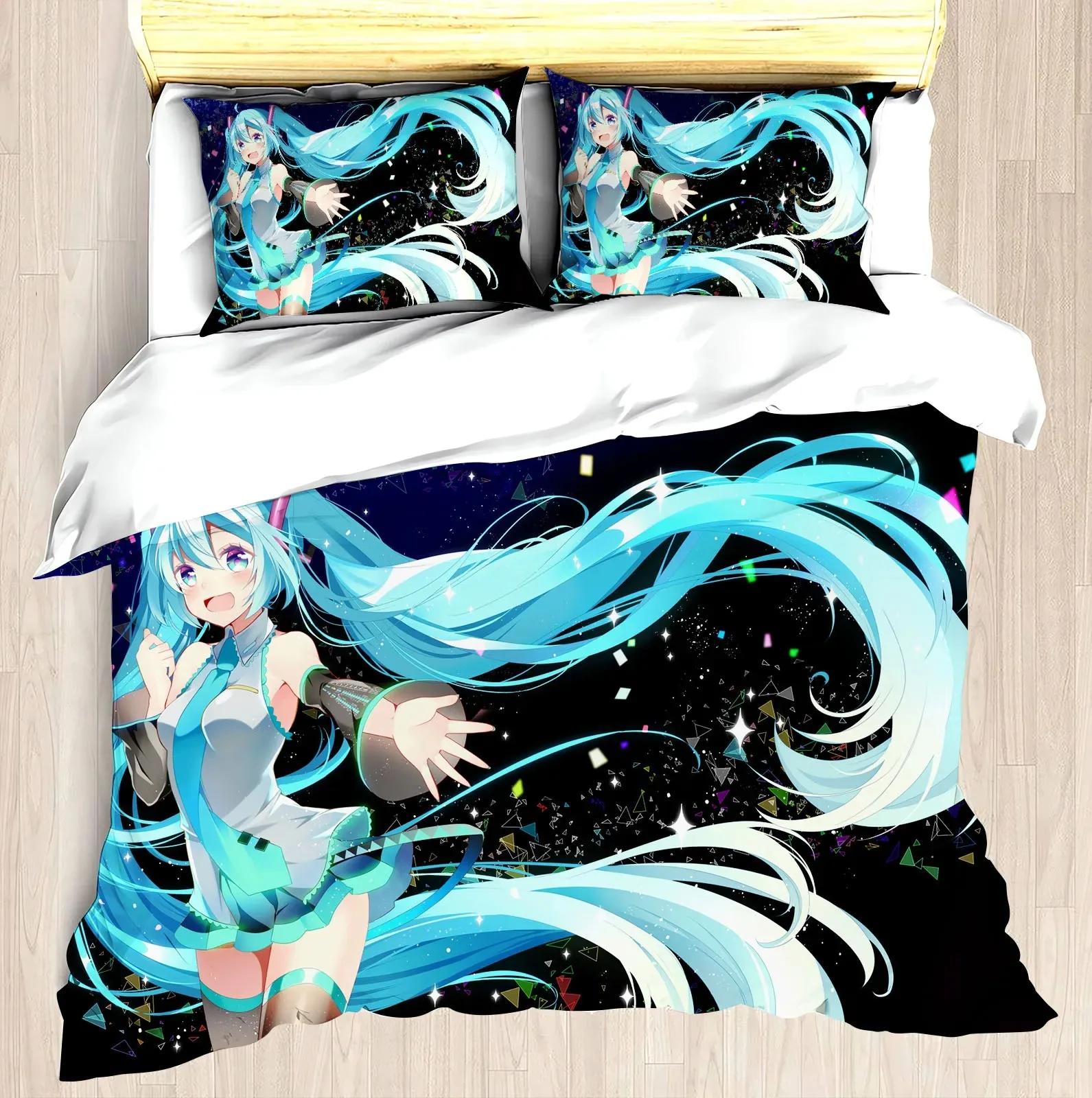

Comforter Hatsune Miku Anime 100% Polyester Bedding Set Printed Cartoon Home Decor Comforter (quilt)-EU Single(135*200cm)3pcs