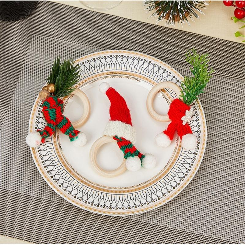 Set of 6 Napkin Buckles Decorative Serviette Rings Napkin Holder Christmas Tabletop Decorations for Wedding Banquets