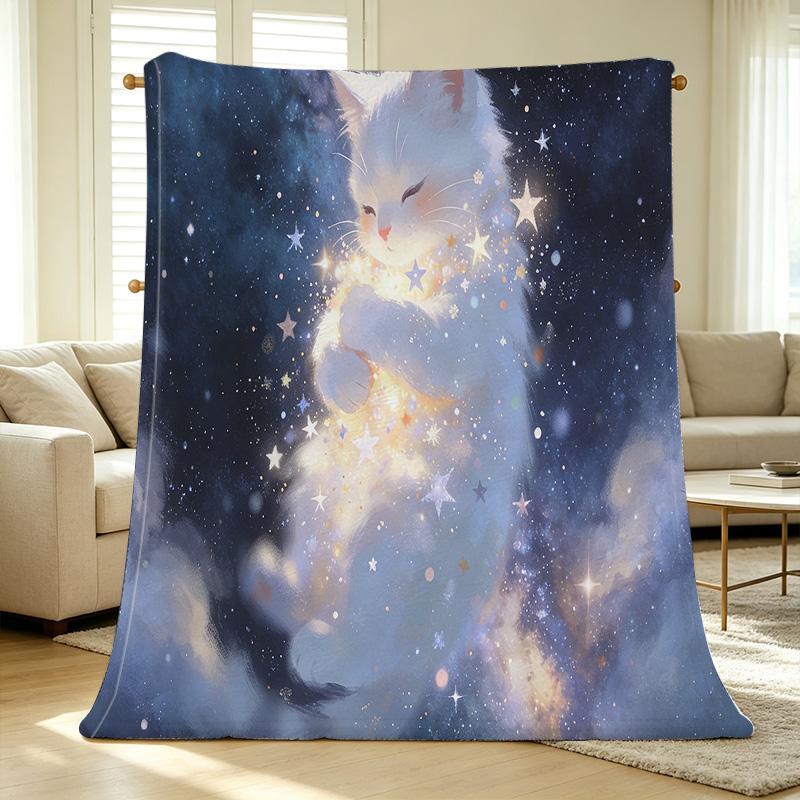 Dreamy Cat Series Flannel Blanket Thick, Warm, Soft & Breathable. Great for Home Bedroom, Guest Room, Ideal for Christmas & Halloween.
