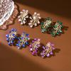 Luxury Elegant Rhinestone Flower Stud Earrings Female Exaggerated Retro Personality Design Elegant Temperament Earrings