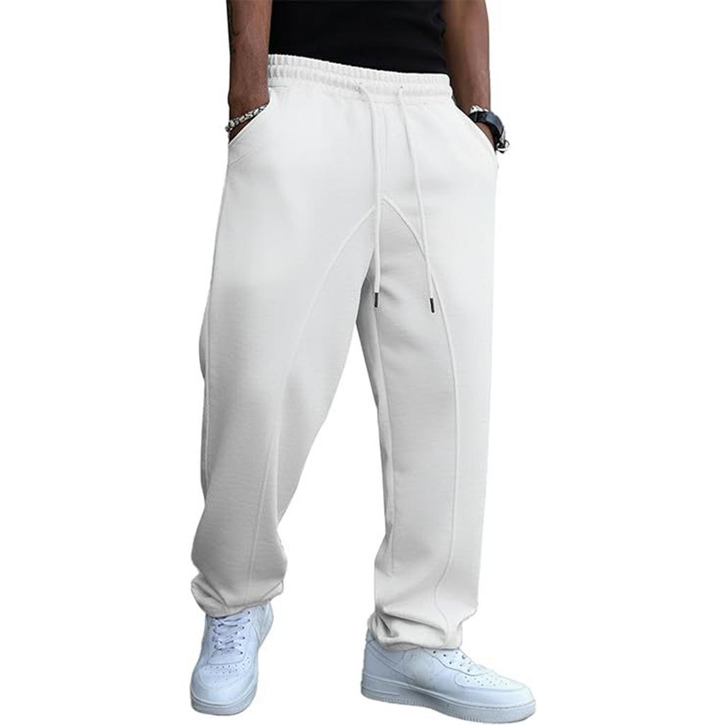 Men's Baggy Stacked Sweatpants  Drawstring Waist Wide Leg Flared Sweatpants Streetwear