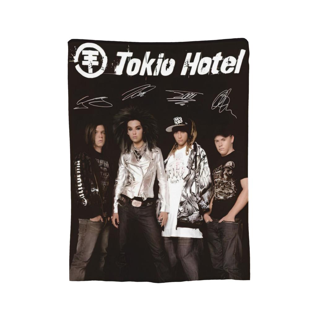 Coperta di Flanella Zimmer 483 Tokio Hotel Banda Rock Tour Moda Plaid per Letto Divano Divano 150*125cm Peluche Trapunta Sottile,
