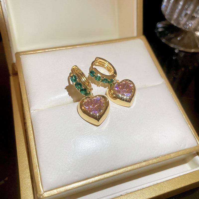 French Court Style Silver Needle Zircon Rectangular Earrings Exquisite Light Luxury High-end Stud Earrings Exaggerated Earrings Women