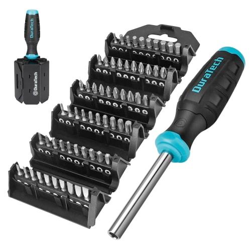 

DURATECH Screwdriver Set, 60-Piece Interchangeable Screwdriver Set with Magnetic Screwdrivers, Torx, Flathead, Triangle, Hex, Phillips, Star, and Y-Sh