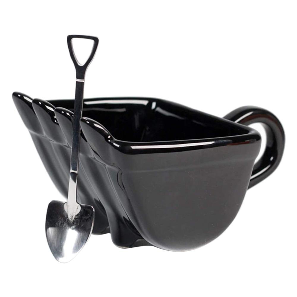

Durable 330ml Capacity Excavator Model Coffee Mug ABS Black Excavator Bucket Coffee Mug Coffee Mug with Spoon Home Use чёрный