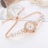 Round Quartz Wrist Watch Rhinestone Women Chain Elegant Crystal Bracelet  Ladies