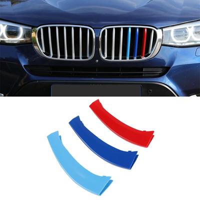 3 adet Araba Stili 3D M Ön Izgara Trim Tampon Kapak Şerit Çıkartmaları BMW X3 X4 Serisi F26 2014-2017 Dış Dekorasyon