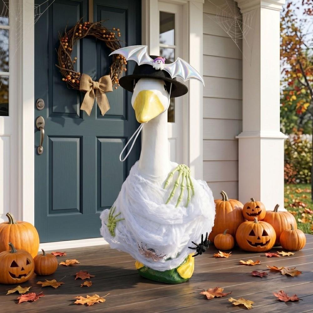 Bat Wings Halloween Goose Outfits Fake Cobweb Lawn Goose Clothes  Yard Ornaments
