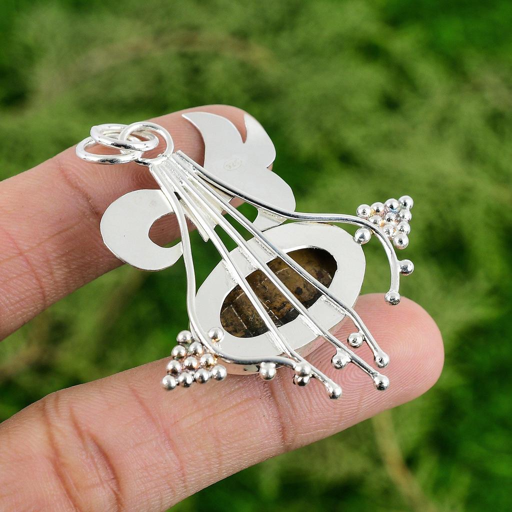 925 Silver Bauxite Gemstone Bezel Anniversary New Trendy Unique Pendant Jewelry