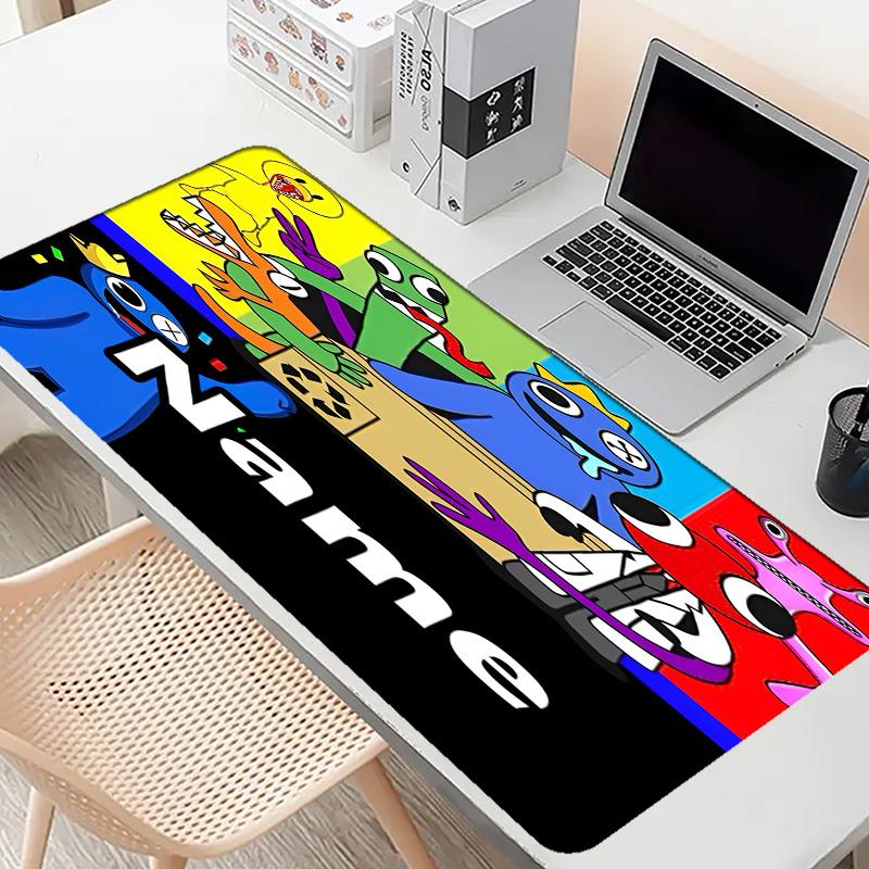 Custom Name Personalized Game Rainbow Friends Pattern Mousepad, Laptop PC Desk Mat, Decorative Desk Mat for Home Keyboard Pad Gift