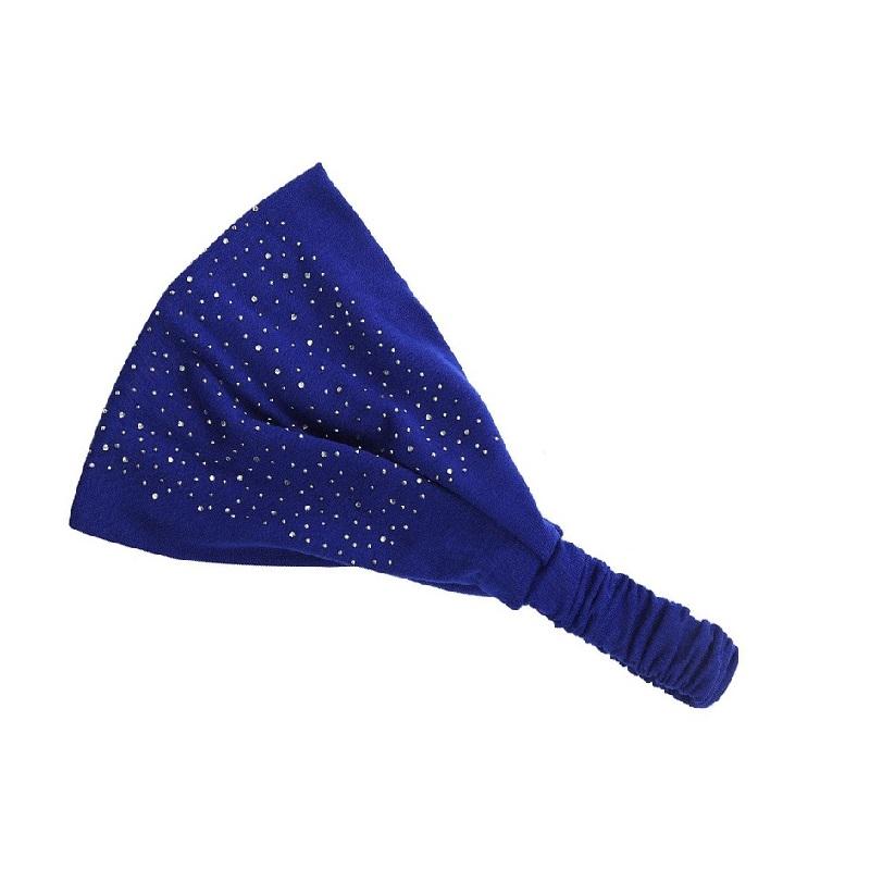 Einfarbiger Strass breiter Rand hinten elastisches Stirnband für Damen