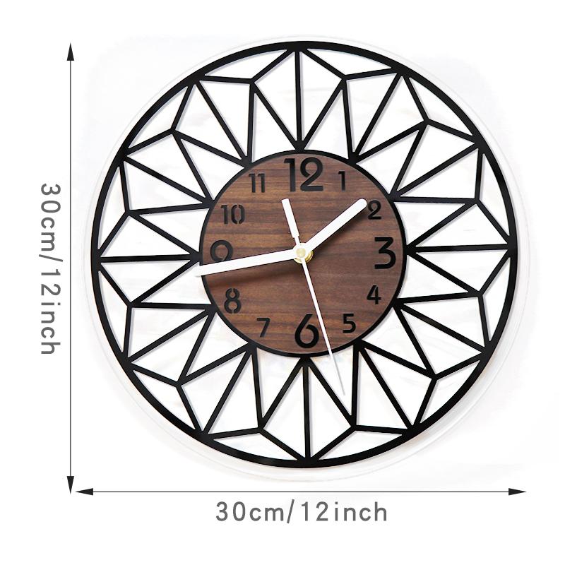 

Wooden grain wall clock bedroom decoration aesthetics kitchen living room office bedroom home decoration 12 inch clock (black,12 inch) чёрный