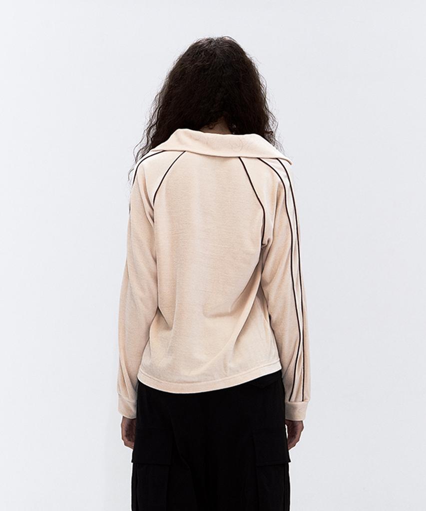 ERER Velor Piped Collar Tee Cream