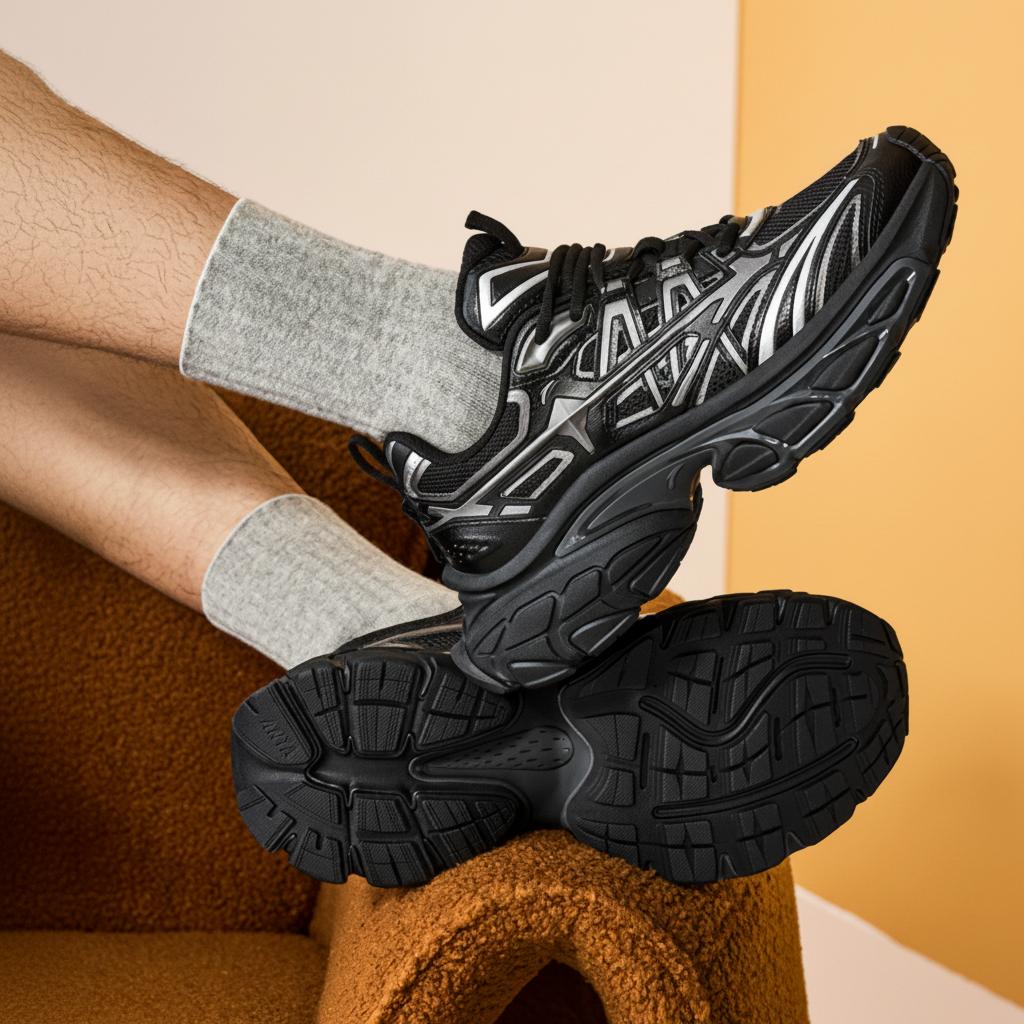 Anta Fuyou Retro Comfortable Wear-Resistant Breathable Height-Increasing Low-Top Dad Shoes Men Sneaker Black Silver 112538898-1