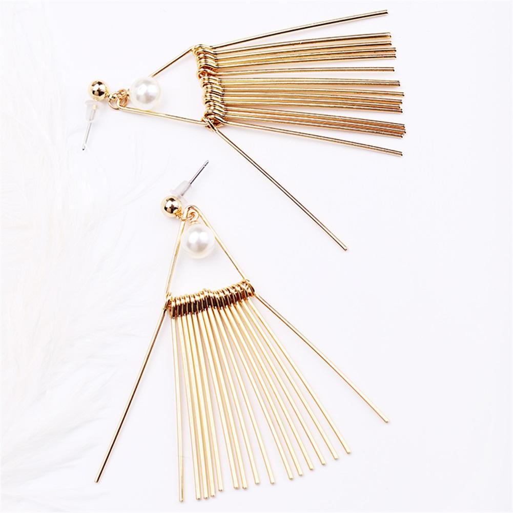 Exquis Pendents Triangle Alliage Fausse Perle Boucles d'Oreilles Puces d'Oreilles Femme Dame