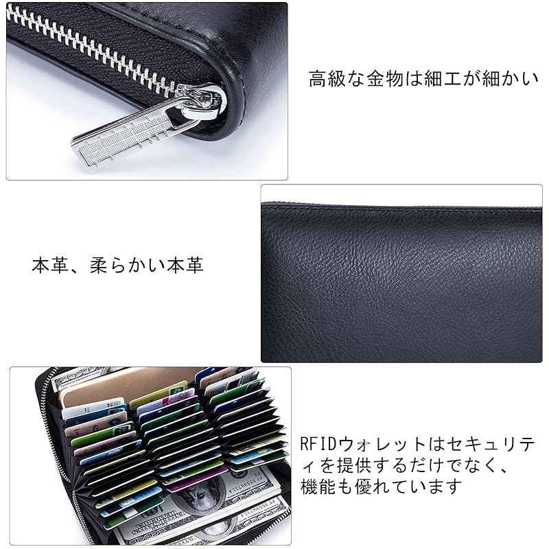 [ECNIONEJP] wallet men's large capacity long wallet long wallet men waterproof Made by top wallet craftsmen stylish black compact simple Plain color