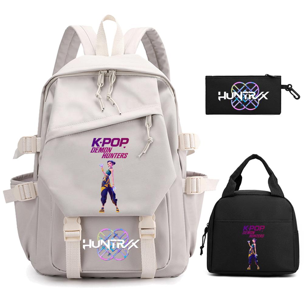 3 Stück/Set Cartoon Kpop Dämonenjäger Bedruckter Rucksack für Teenager Junge Mädchen Kinder Große Kapazität Schultasche Studenten-Buchtasche Damen Reisetasche Mochila