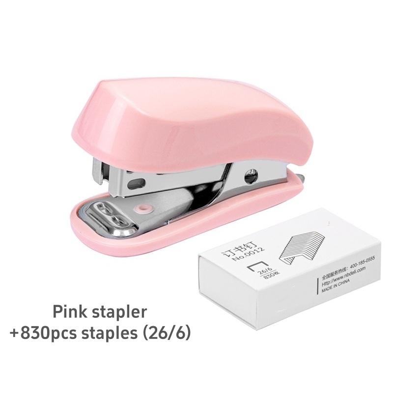 1pcs Pink 3-In-1 Mini Stapler, Saddle Stapler And Staple Remover Set (Capacity: 830 Staples), 26/6 Standard, Back To School